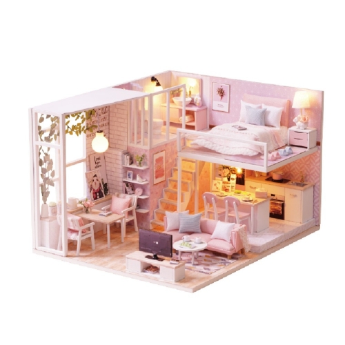 Cutebee Diy Dollhouse Miniature Kit with Furniture, Wooden Mini Miniature Dollhouse kits, Casa Miniatura Dolls House Plus Dust Proof Music Movement