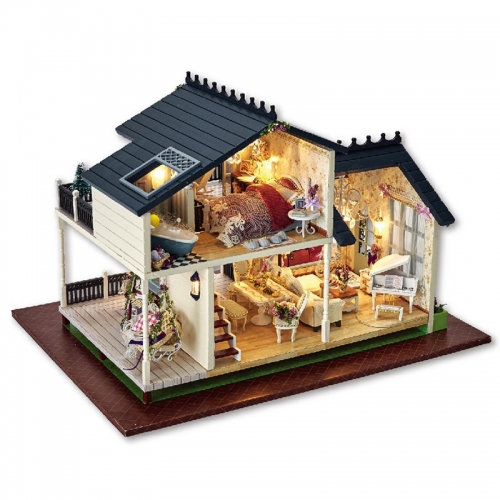 Cutebee Diy Dollhouse Miniature Kit with Furniture, Wooden Mini Miniature Dollhouse kits, Casa Miniatura Dolls House Plus Music Movement