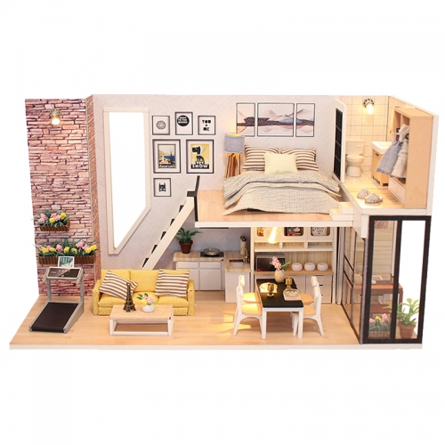 Cutebee Diy Dollhouse Miniature Kit with Furniture, Wooden Mini Miniature Dollhouse kits, Casa Miniatura Dolls House Plus Dust Proof Music Movement