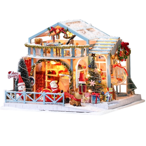 CUTEBEE DIY Doll House Wooden Doll House Mini Doll House Furniture Kit Dust Cover LED Children's Toy Birthday Gift K58