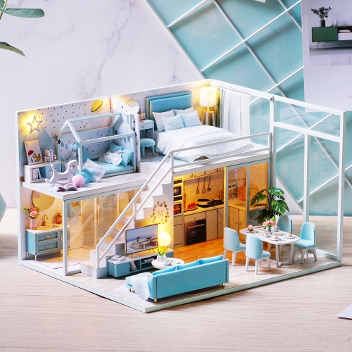 Cutebee Diy Dollhouse Miniature Kit with Furniture, Wooden Mini Miniature Dollhouse kits, Casa Miniatura Dolls House Plus Dust Proof Music Movement