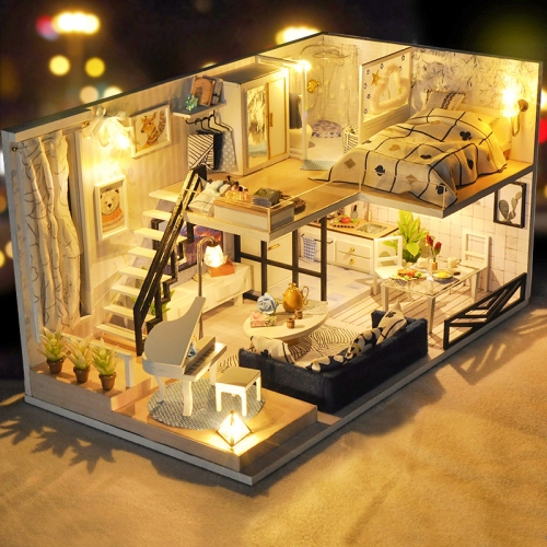 Cutebee Diy Dollhouse Miniature Kit with Furniture, Wooden Mini Miniature Dollhouse kits, Casa Miniatura Dolls House Plus Dust Proof Music Movement