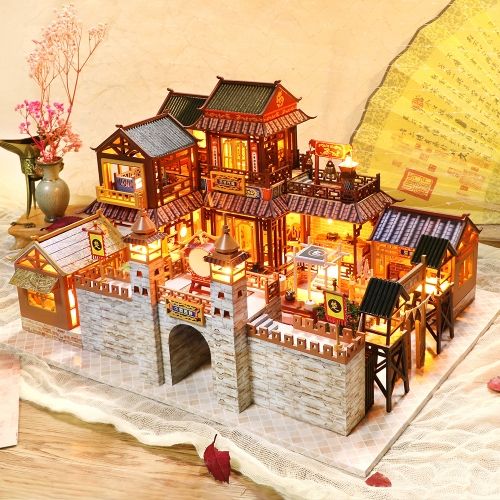 Cutebee Diy Dollhouse Miniature Kit with Furniture, Wooden Mini Miniature Dollhouse kits, Casa Miniatura Dolls House Chinese Style